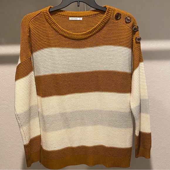 PINK CLOVER (Stitch Fix) Mariko Button Detail Ribbed Pullover Sz XL - Picture 3 of 6